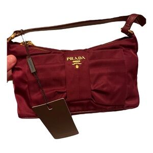 🔥🔥🔥 Prada Tessuto Burgundy Handbag RARE color NEW, NEVER USED! Includes dust bag